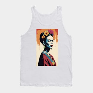 Frida's Chromatic Charm: Colorful Portrait Tank Top